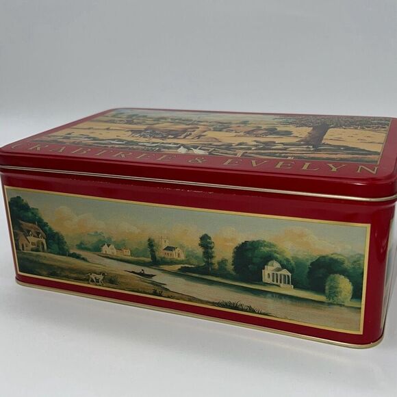 1996 Crabtree & Evelyn London Collectible Metal Tin Box Vintage Vtg Storage Red - Picture 12 of 16